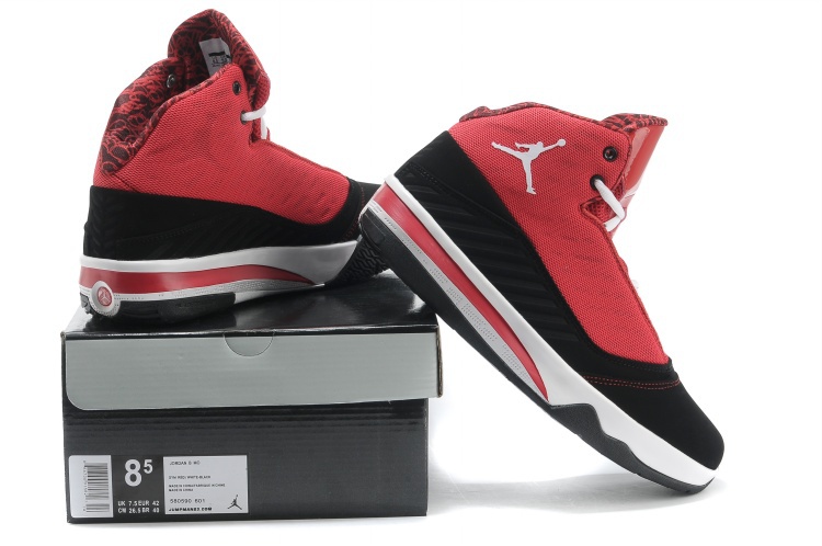 Jordan B`MO Red Black White Shoes - Click Image to Close